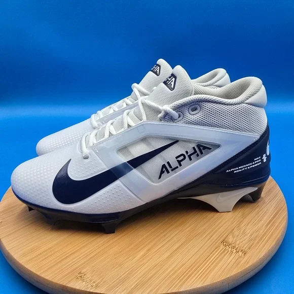 Nike‎ Alpha Menace 4 Pro White Navy Football Cleats Men's Size 9 FD7037-104 NEW